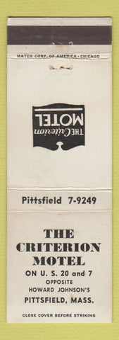 Matchbook Cover - Criterion Motel Pittsfield MA