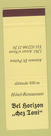 Matchbook Cover - Hotel Restaurant Bel Horizon SAMPLE