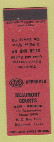 Matchbook Cover - Beaumont Courts Motel TX