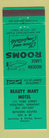 Matchbook Cover - Beauty Mart Motel Pultney VT GREEN