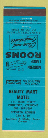 Matchbook Cover - Beauty Mart Motel Pultney VT BLUE