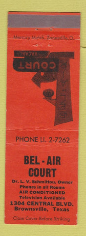 Matchbook Cover - Bel Air Court Motel Brownsville TX