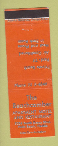 Matchbook Cover - Beachcomber Motel Restaurant Palm Beach FL ORANGE