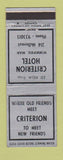 Matchbook Cover - Criterion Hotel Winnipeg MB