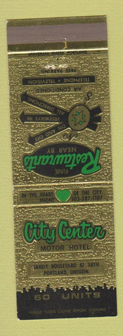 Matchbook Cover - City Center Motor Hotel Portland OR