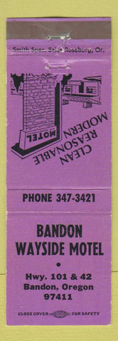Matchbook Cover - Bandon Wayside Motel Bandon OR PURPLE