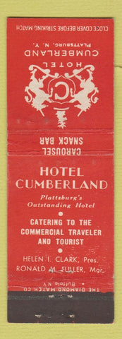 Matchbook Cover - Hotel Cumberland Plattsburg NY