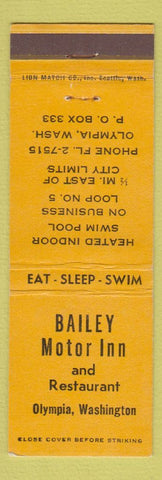 Matchbook Cover - Bailey Motor Inn Olympia WA