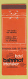 Matchbook Cover - Hotel Bahnhof Interlaken WEAR