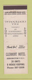 Matchbook Cover - Clermont Motel Kensington PEI PE 1964