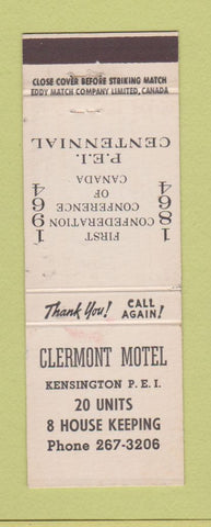Matchbook Cover - Clermont Motel Kensington PEI PE 1964