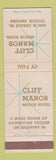 Matchbook Cover - Cliff Manor Motor Hotel Tucson AZ