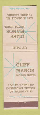 Matchbook Cover - Cliff Manor Motor Hotel Tucson AZ