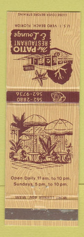 Matchbook Cover - Patio Restaurant Lounge Vero Beach FL