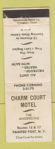 Matchbook Cover - Charm Court Motel Painted Post NY WEAR
