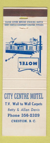 Matchbook Cover - City Centre Motel Creston BC