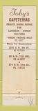 Matchbook Cover - Toby's Cafeterias Miami FL