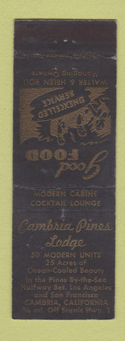 Matchbook Cover - Cambria Pines Lodge Cambria CA