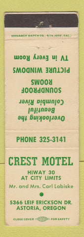 Matchbook Cover - Crest Motel Astoria OR WEAR