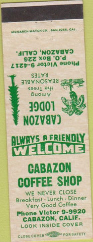 Matchbook Cover - Cabazon Lodge CA