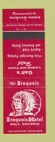 Matchbook Cover - Iroquois Hotel Galt ON Indian