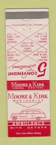 Matchbook Cover - Moore and Kirk Mortuaries Ambulance Cincinnati?