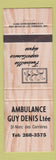 Matchbook Cover - Ambulance Guy Denis St Marc des Carrieres QC