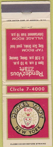 Matchbook Cover - Hotel Taft New York City