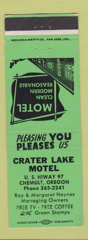 Matchbook Cover - Crater Lake Motel Chemult OR