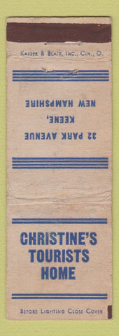 Matchbook Cover - Christine's Tourists Home Keene NH WORN