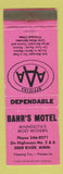 Matchbook Cover - Bahr's Motel Deer River MN WORN