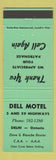 Matchbook Cover - Dell Motel Delhi ON GREEN