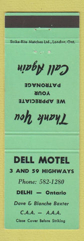 Matchbook Cover - Dell Motel Delhi ON GREEN