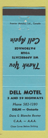Matchbook Cover - Dell Motel Delhi ON BLUE