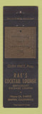 Matchbook Cover - Rae's Cocktail Lounge Empire CA BLACK