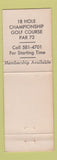 Matchbook Cover - Sunrise Country Club Fort Lauderdale FL WEAR