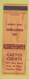 Matchbook Cover - Cactus Courts Motel Houston TX