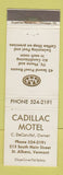 Matchbook Cover - Cadillac Motel St Albans VT