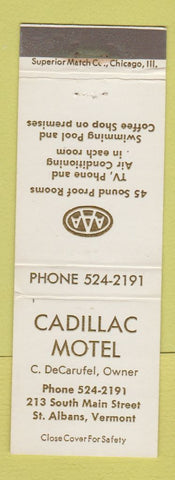 Matchbook Cover - Cadillac Motel St Albans VT