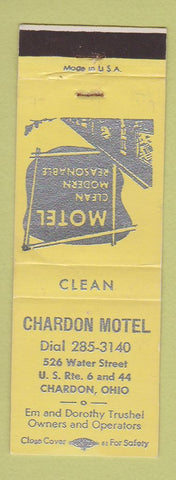 Matchbook Cover - Chardon Motel Chardon OH YELLOW