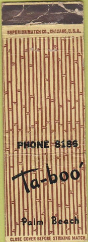 Matchbook Cover - Ta Boo Palm Beach FL WORN