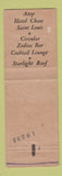 Matchbook Cover - Chase Hotel St Louis MO Chase Roof