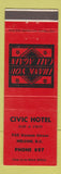 Matchbook Cover - Civic Hotel Nelson BC