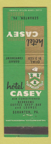 Matchbook Cover - Hotel Casey Scranton PA #1 GREEN