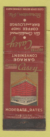 Matchbook Cover - Hotel Casey Scranton PA #2 MAROON WEAR
