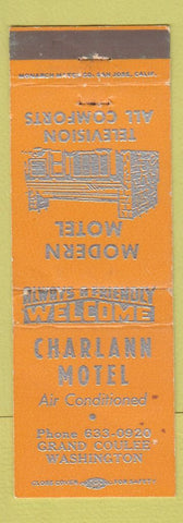 Matchbook Cover - Charlann Motel Grand Coulee WA WEAR ORANGE
