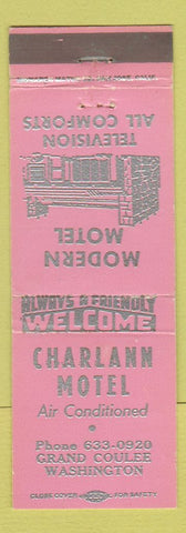 Matchbook Cover - Charlann Motel Grand Coulee WA PINK