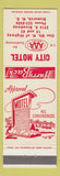 Matchbook Cover - City Motel Bismarck ND