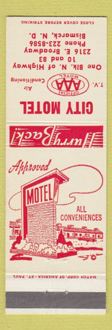 Matchbook Cover - City Motel Bismarck ND
