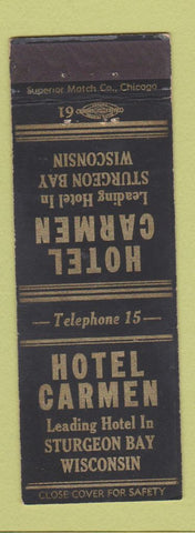 Matchbook Cover - Hotel Carmen Sturgeon Bay WI